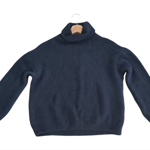 Andromede Paris Women's Elegant Navy Turtleneck Sweater Size L - Picture 2 of 9